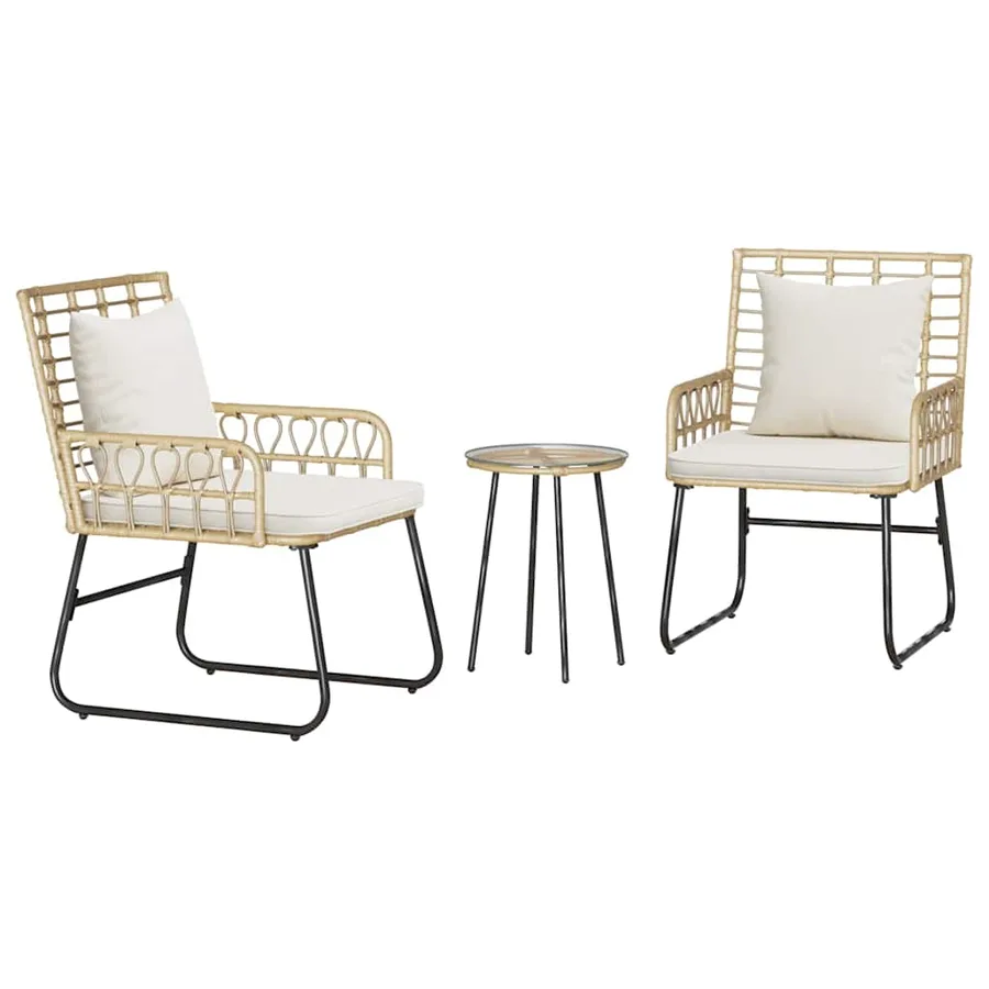 Ensemble de salle à manger pour jardin 3 pcs Marron et Crème - 2