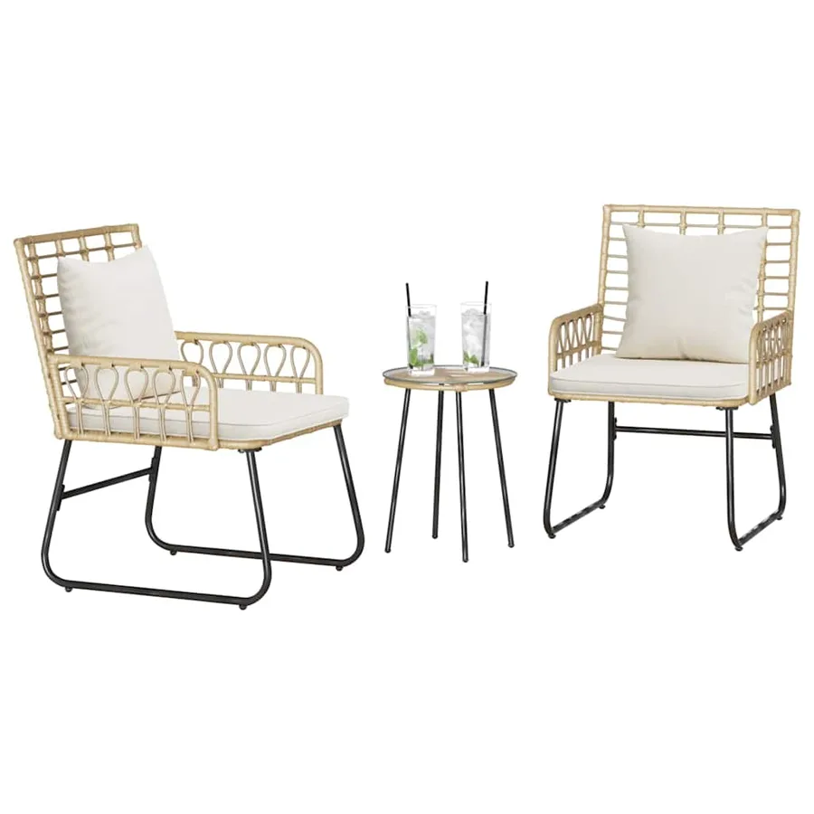 Ensemble de salle à manger pour jardin 3 pcs Marron et Crème - 3