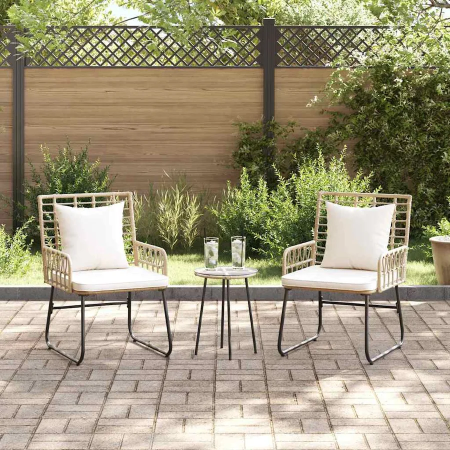 Ensemble de salle à manger pour jardin 3 pcs Marron et Crème - 4
