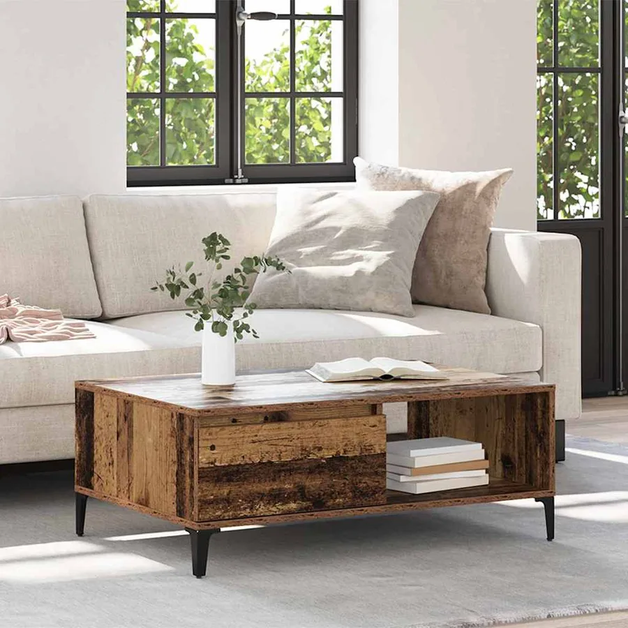 Table basse Bois ancien 90 x 60 x 35 cm Bois d'ingénierie - 4