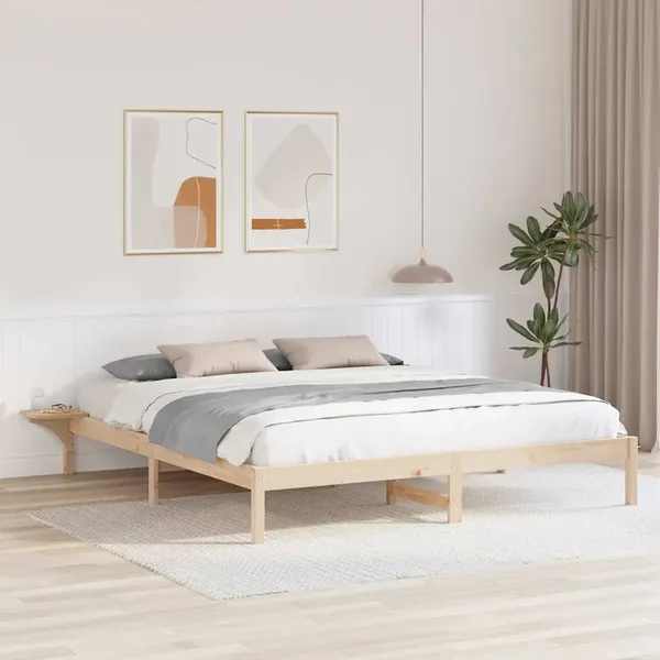 Cadre de lit Naturel 200 x 200 cm Pin massif