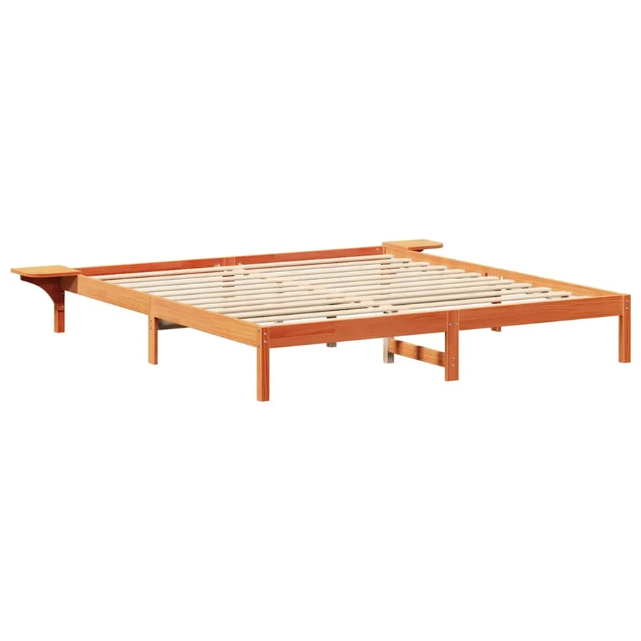 Cadre de lit Brun cire 200 x 200 cm Pin massif - 4