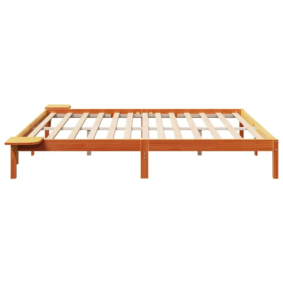 Cadre de lit Brun cire 200 x 200 cm Pin massif - 6