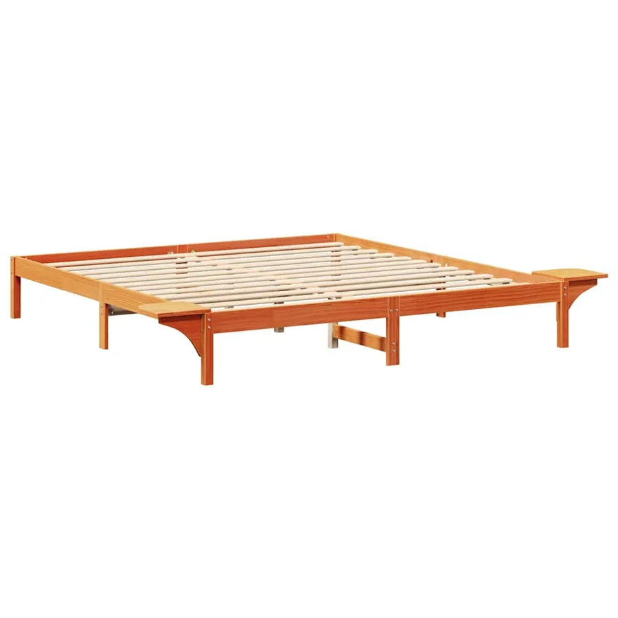 Cadre de lit Brun cire 200 x 200 cm Pin massif - 7