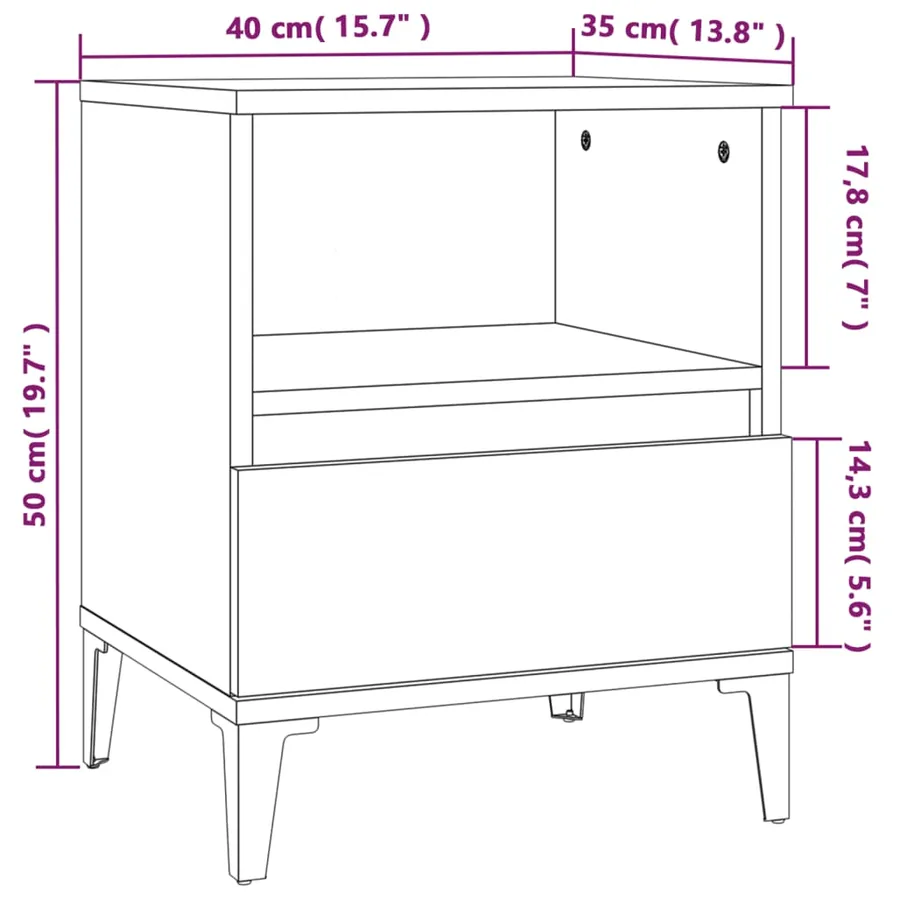 Tables de chevet 2 pcs Blanc 40x35x50 cm - 11