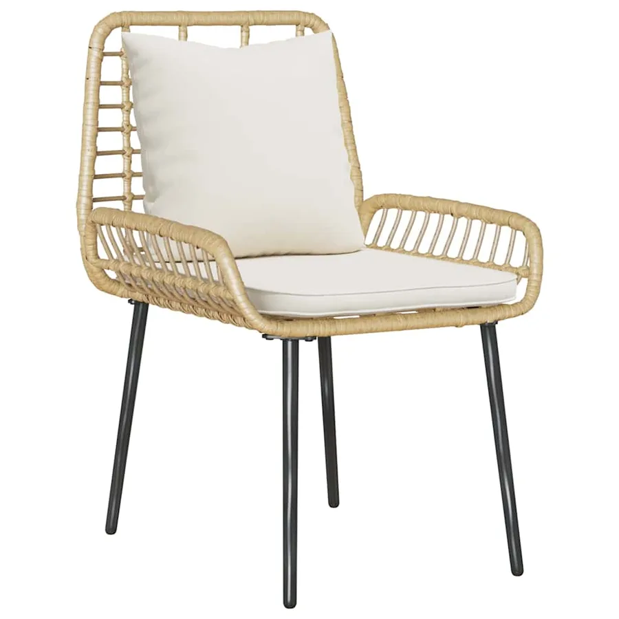 Ensemble de meubles de jardin 4 pcs Noir et Crème polyrotin - 5