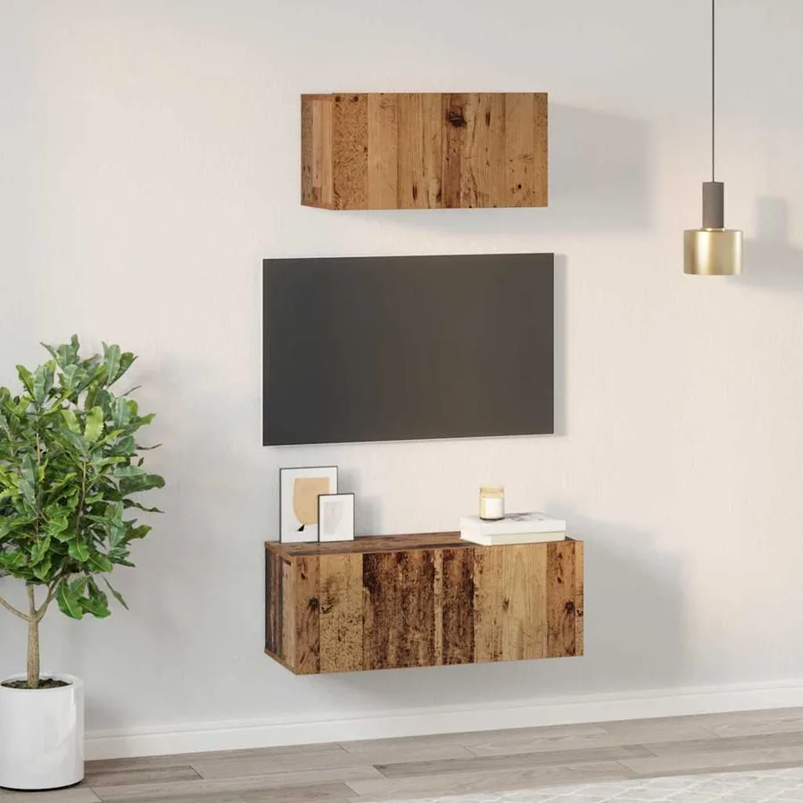 Ensemble meuble TV 2 pcs Bois Ancien Bois d'ingénierie - 4