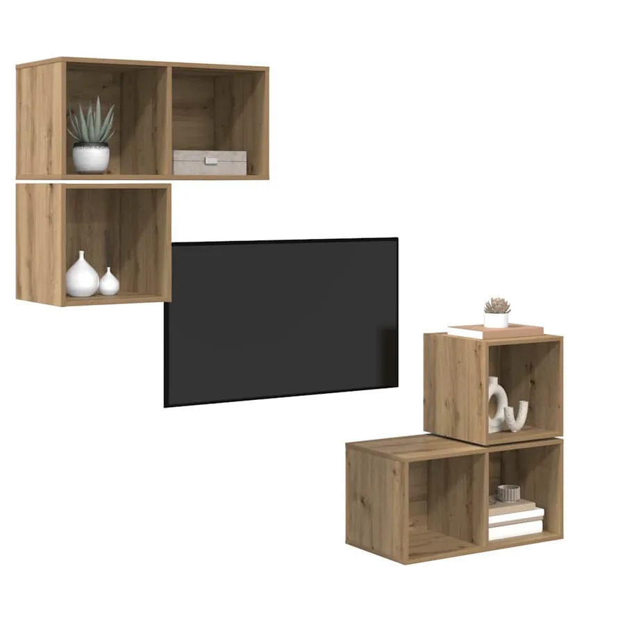 Ensemble meuble TV 4 pcs Chêne artisanal Bois d'ingénierie - 3