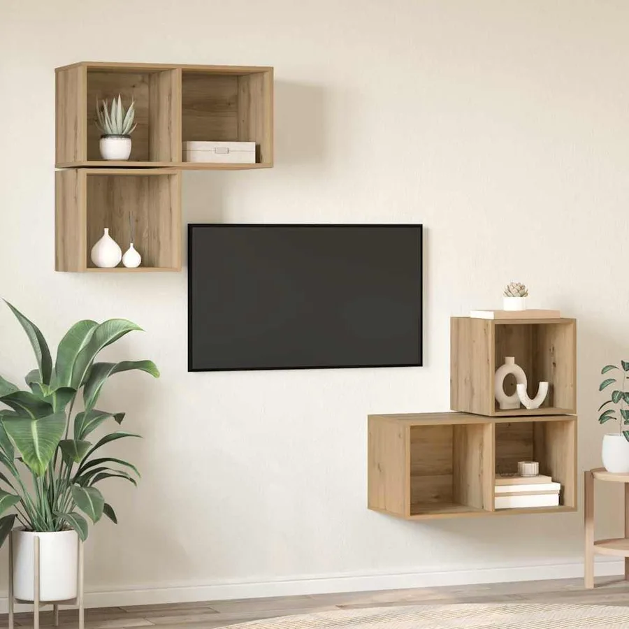 Ensemble meuble TV 4 pcs Chêne artisanal Bois d'ingénierie - 4