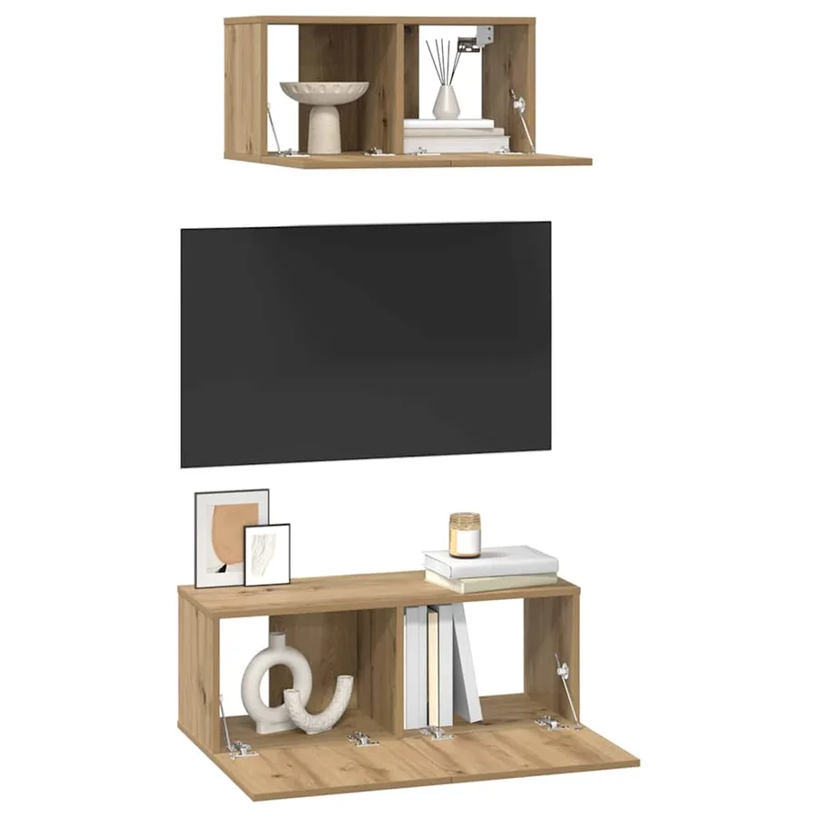 Ensemble meuble TV 2 pcs Chêne artisanal Bois d'ingénierie - 3