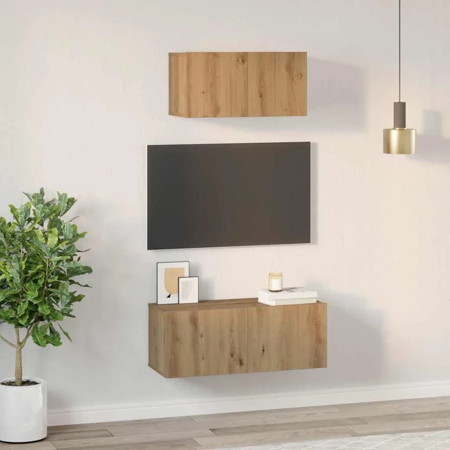 Ensemble meuble TV 2 pcs Chêne artisanal Bois d'ingénierie - 4