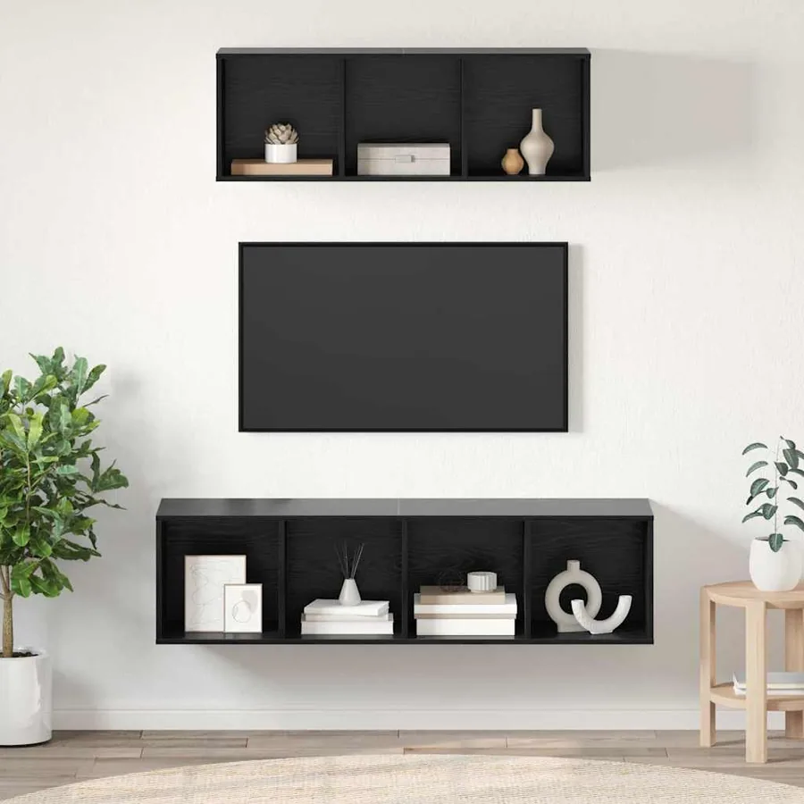 Ensemble meuble TV 2 pcs Chêne noir Bois d'ingénierie