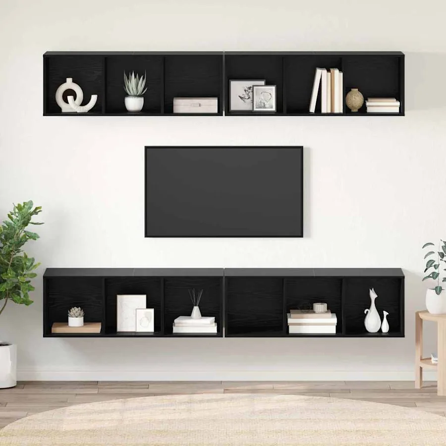 Ensemble meuble TV 4 pcs Chêne noir 37 x 37 x 107 cm