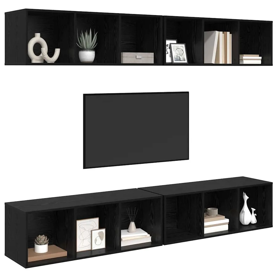 Ensemble meuble TV 4 pcs Chêne noir 37 x 37 x 107 cm - 3
