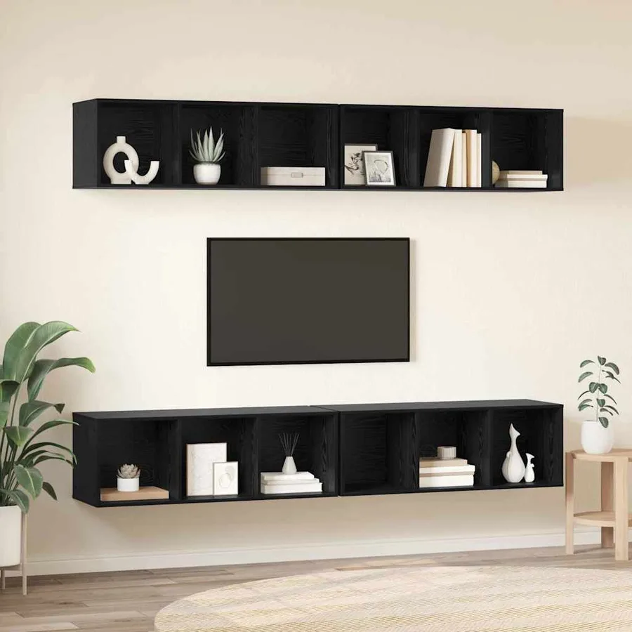 Ensemble meuble TV 4 pcs Chêne noir 37 x 37 x 107 cm - 4
