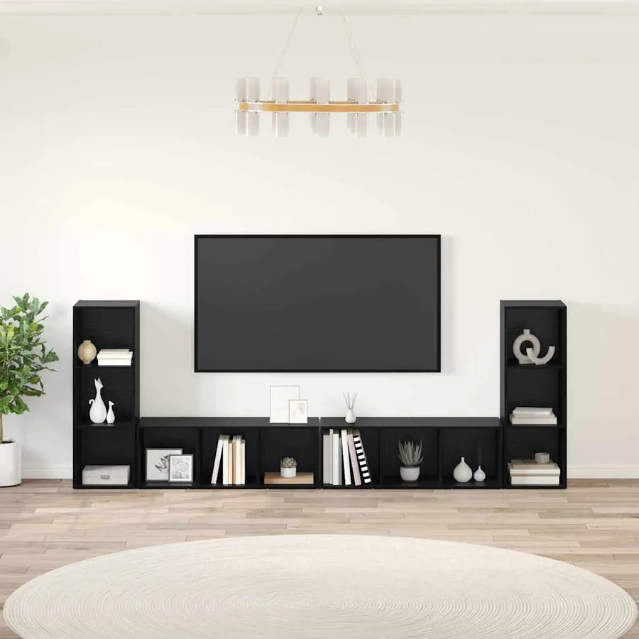 Ensemble meuble TV 4 pcs Chêne noir 37 x 35 x 107 cm