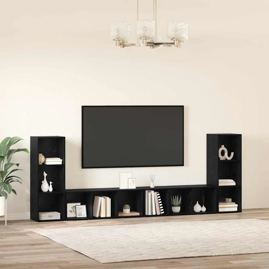 Ensemble meuble TV 4 pcs Chêne noir 37 x 35 x 107 cm - 4