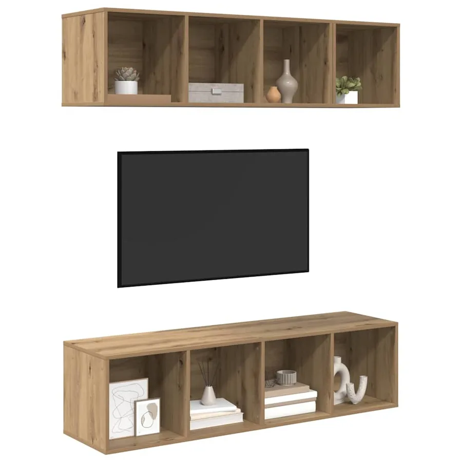 Ensemble meuble TV 3 pcs Chêne artisanal Bois d'ingénierie - 3