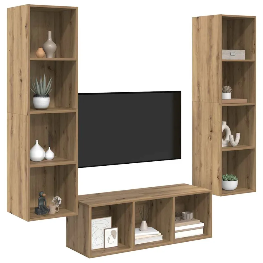 Ensemble meuble TV 3 pcs Chêne artisanal Bois d'ingénierie - 3