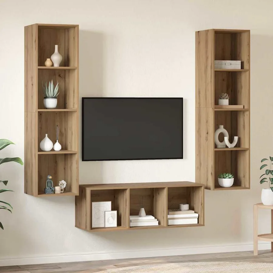 Ensemble meuble TV 3 pcs Chêne artisanal Bois d'ingénierie - 4