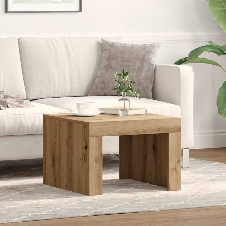 Table basse Chêne artisanal 50 x 50 x 35 cm Bois d'ingénierie