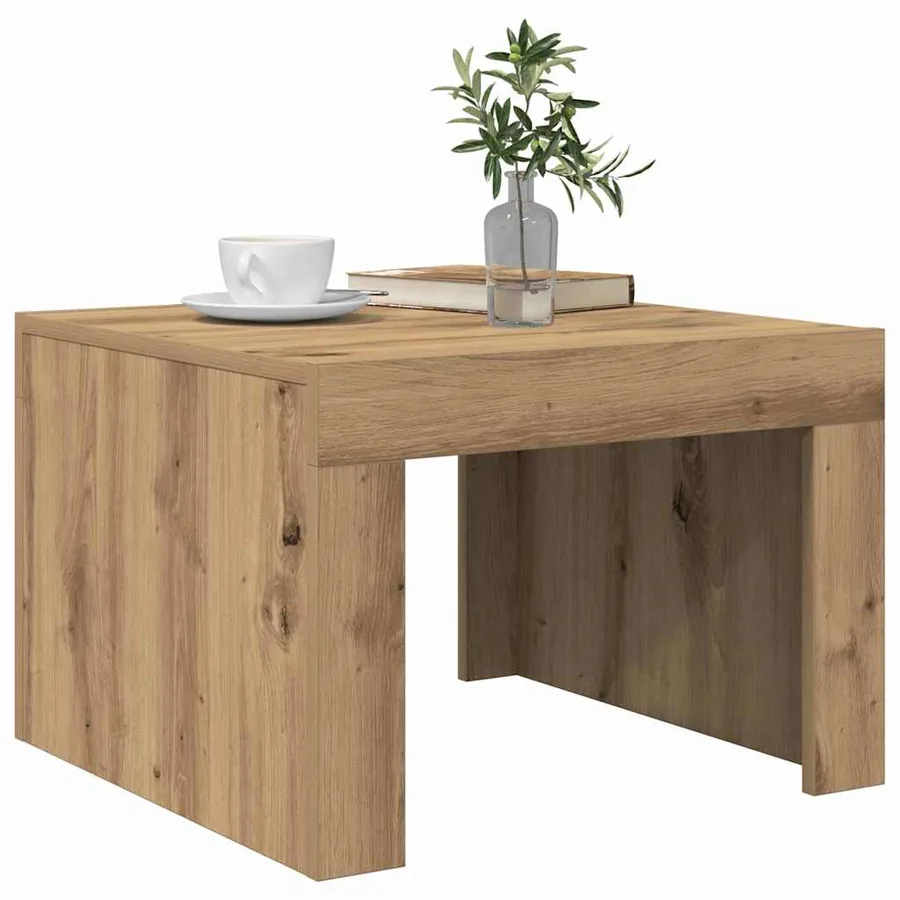 Table basse Chêne artisanal 50 x 50 x 35 cm Bois d'ingénierie - 3
