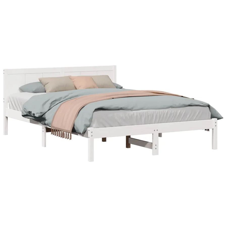 Cadre de lit Blanc 150 x 200 cm Bois de pin massif - 2