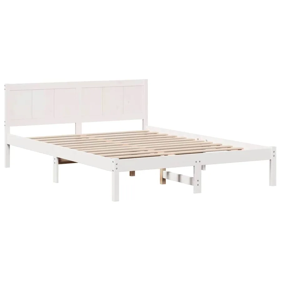 Cadre de lit Blanc 150 x 200 cm Bois de pin massif - 4
