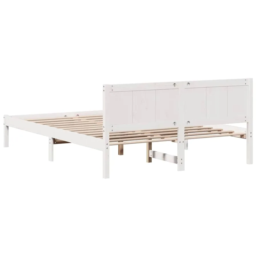Cadre de lit Blanc 150 x 200 cm Bois de pin massif - 7