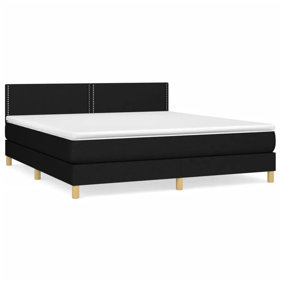 Sommier à lattes de lit avec matelas Noir 160x200 cm Tissu - 2
