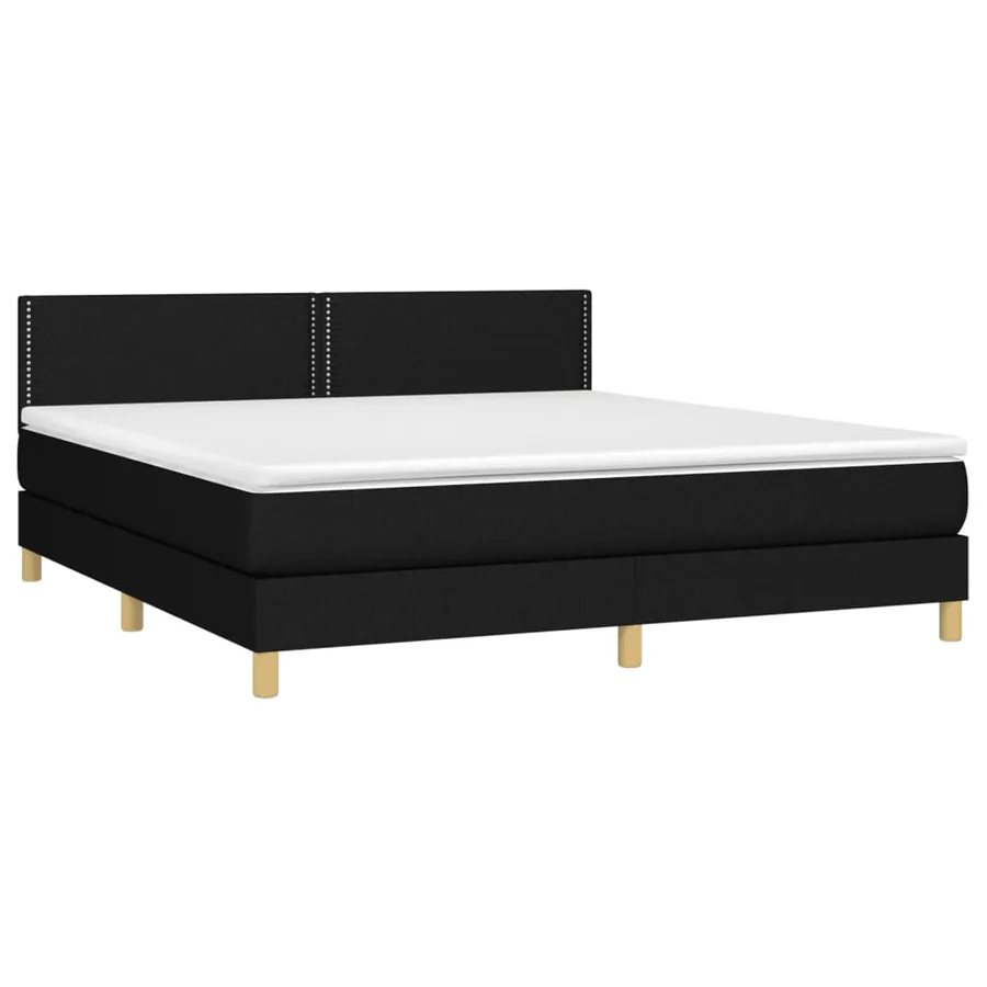 Sommier à lattes de lit avec matelas Noir 160x200 cm Tissu - 3