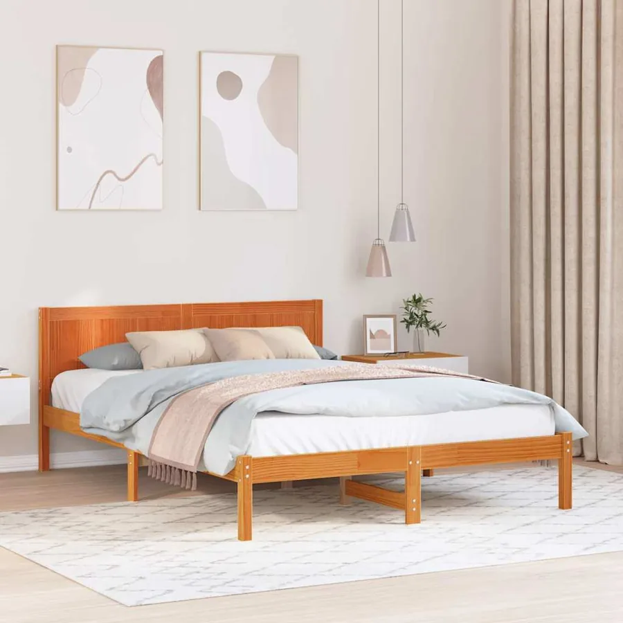 Cadre de lit Marron 140 x 200 cm Bois de pin massif