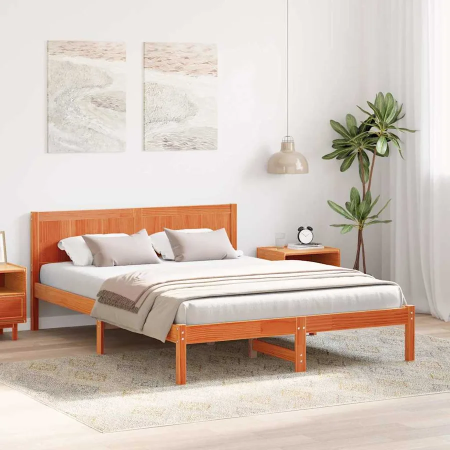 Cadre de lit Marron 140 x 200 cm Bois de pin massif - 3