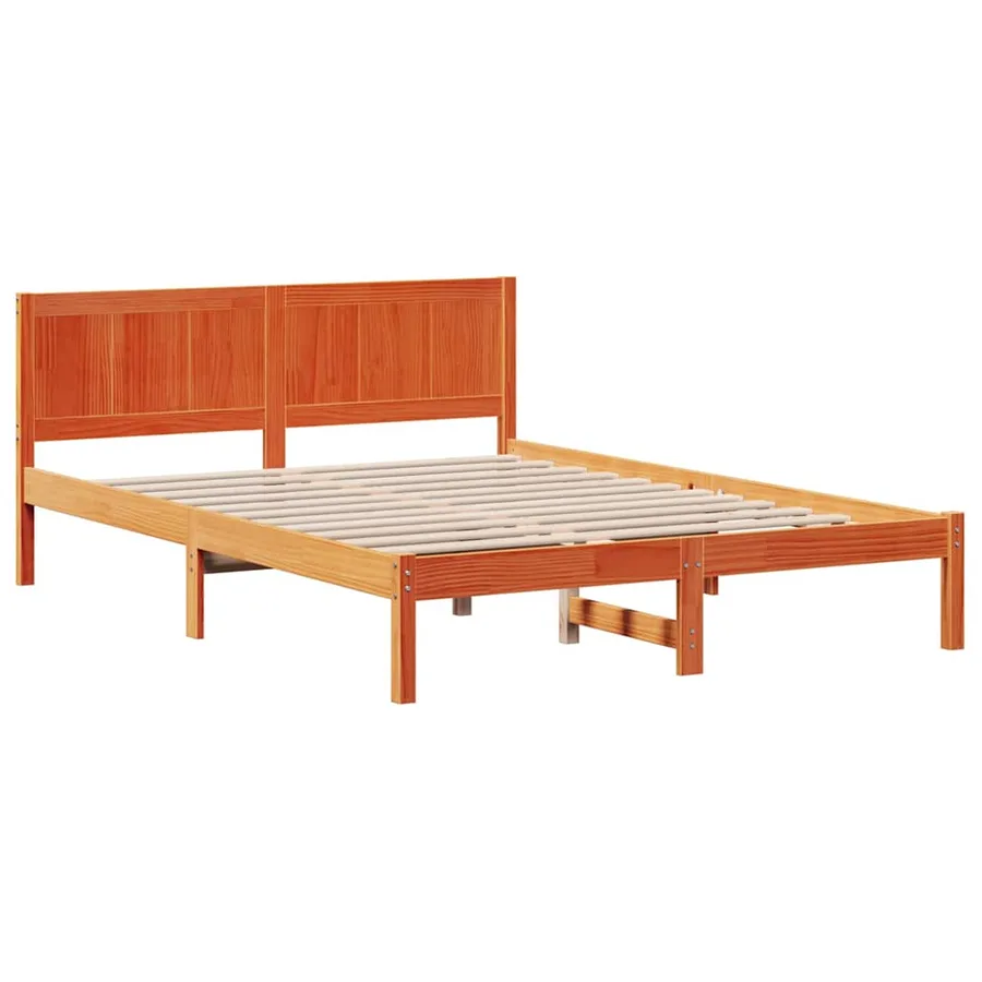 Cadre de lit Marron 140 x 200 cm Bois de pin massif - 4