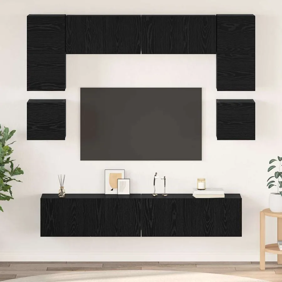 Ensemble meuble TV 8 pcs Chêne noir Bois d'ingénierie