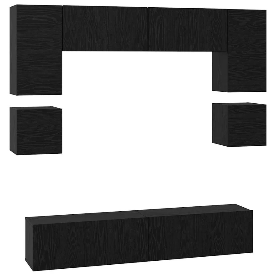 Ensemble meuble TV 8 pcs Chêne noir Bois d'ingénierie - 2