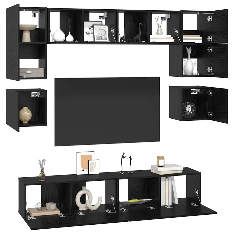 Ensemble meuble TV 8 pcs Chêne noir Bois d'ingénierie - 3