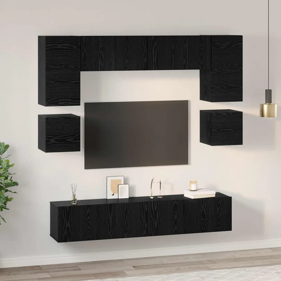 Ensemble meuble TV 8 pcs Chêne noir Bois d'ingénierie - 4