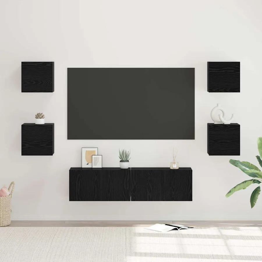 Ensemble meuble TV 6 pcs Chêne noir Bois d'ingénierie