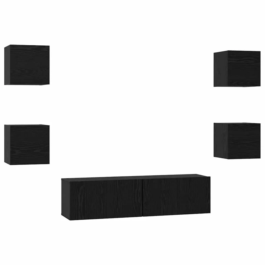 Ensemble meuble TV 6 pcs Chêne noir Bois d'ingénierie - 2