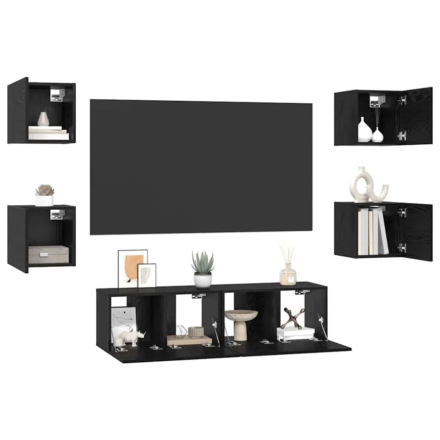 Ensemble meuble TV 6 pcs Chêne noir Bois d'ingénierie - 3