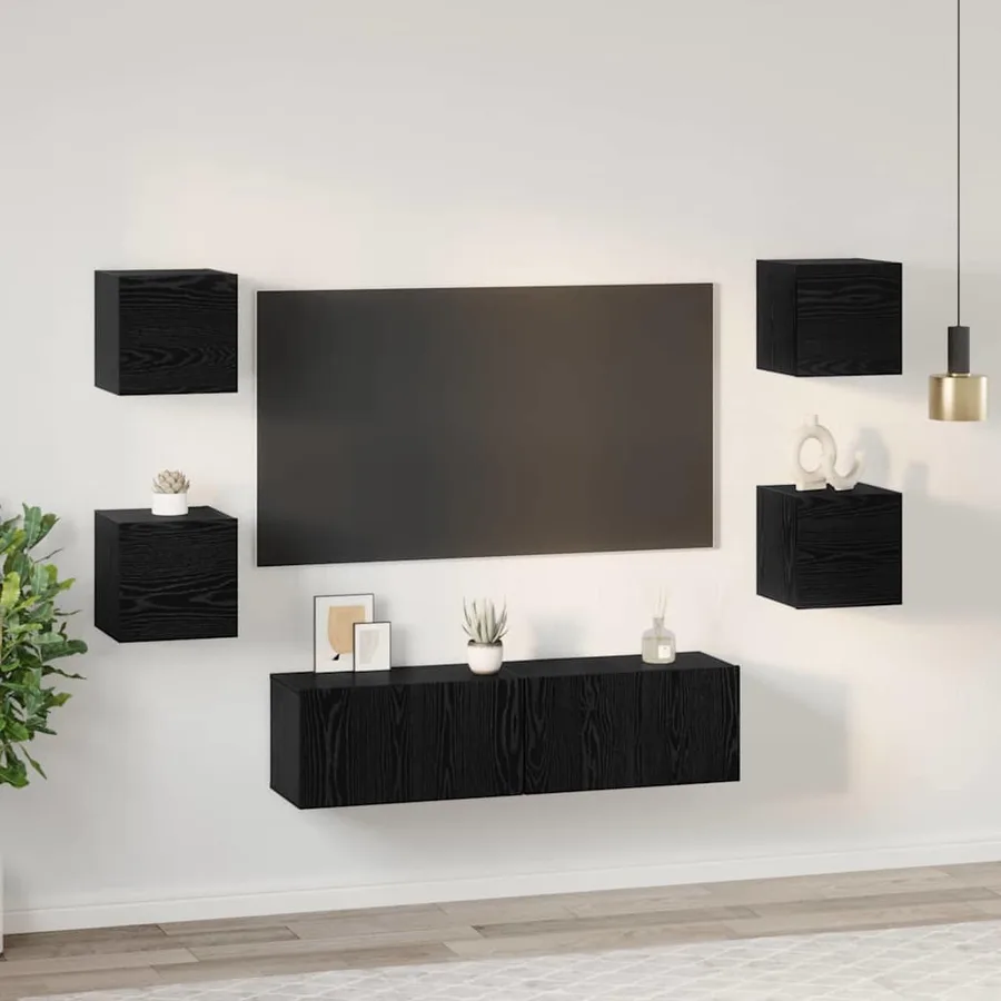 Ensemble meuble TV 6 pcs Chêne noir Bois d'ingénierie - 4