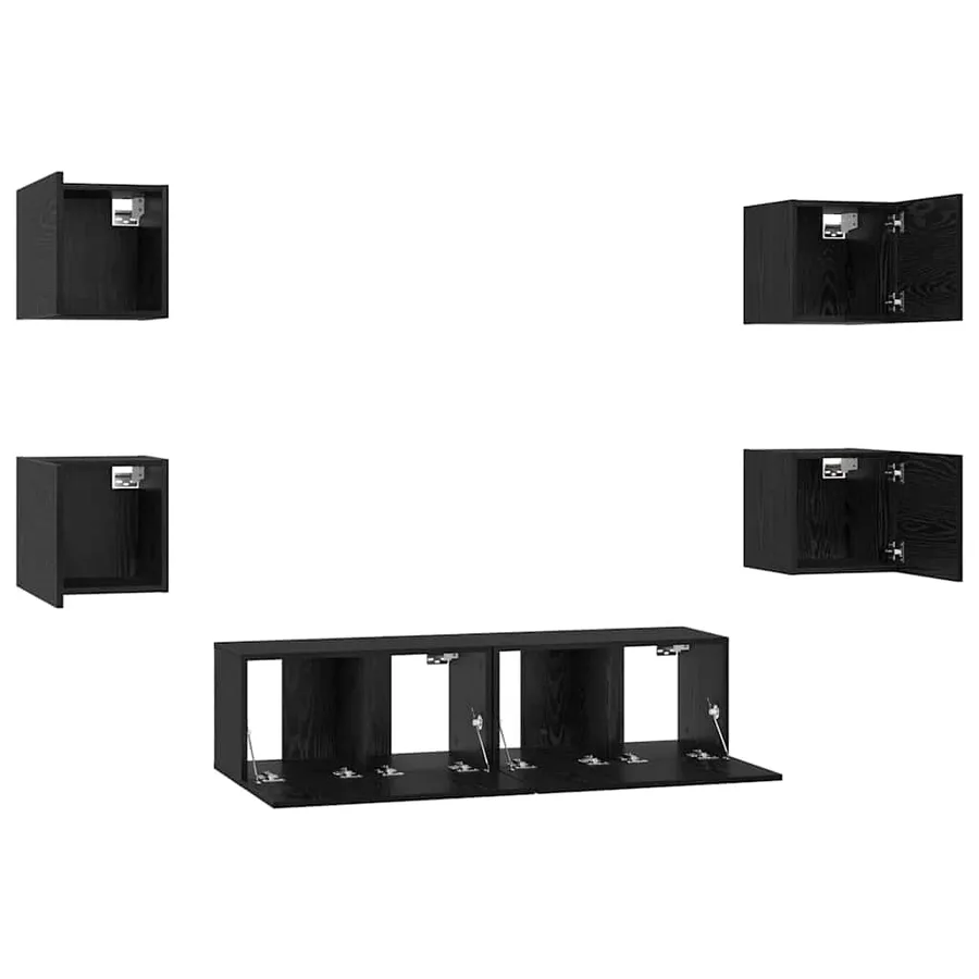 Ensemble meuble TV 6 pcs Chêne noir Bois d'ingénierie - 7