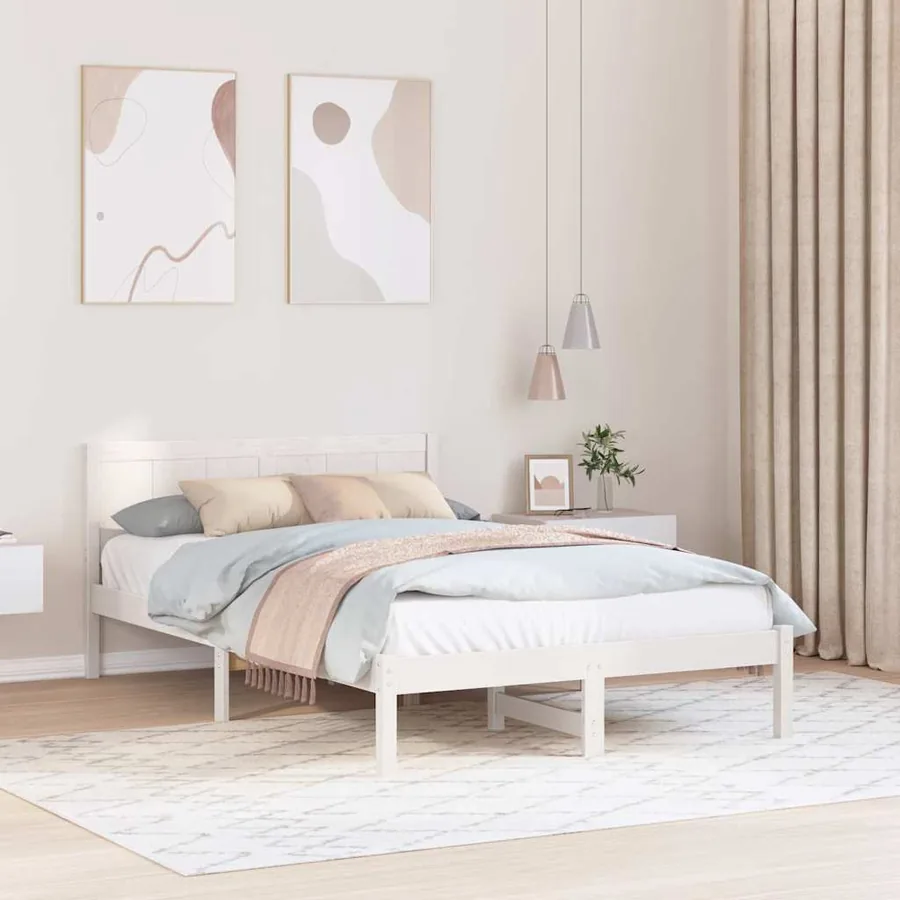 Cadre de lit Blanc 120 x 200 cm Bois de pin massif