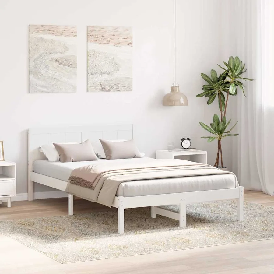 Cadre de lit Blanc 120 x 200 cm Bois de pin massif - 3