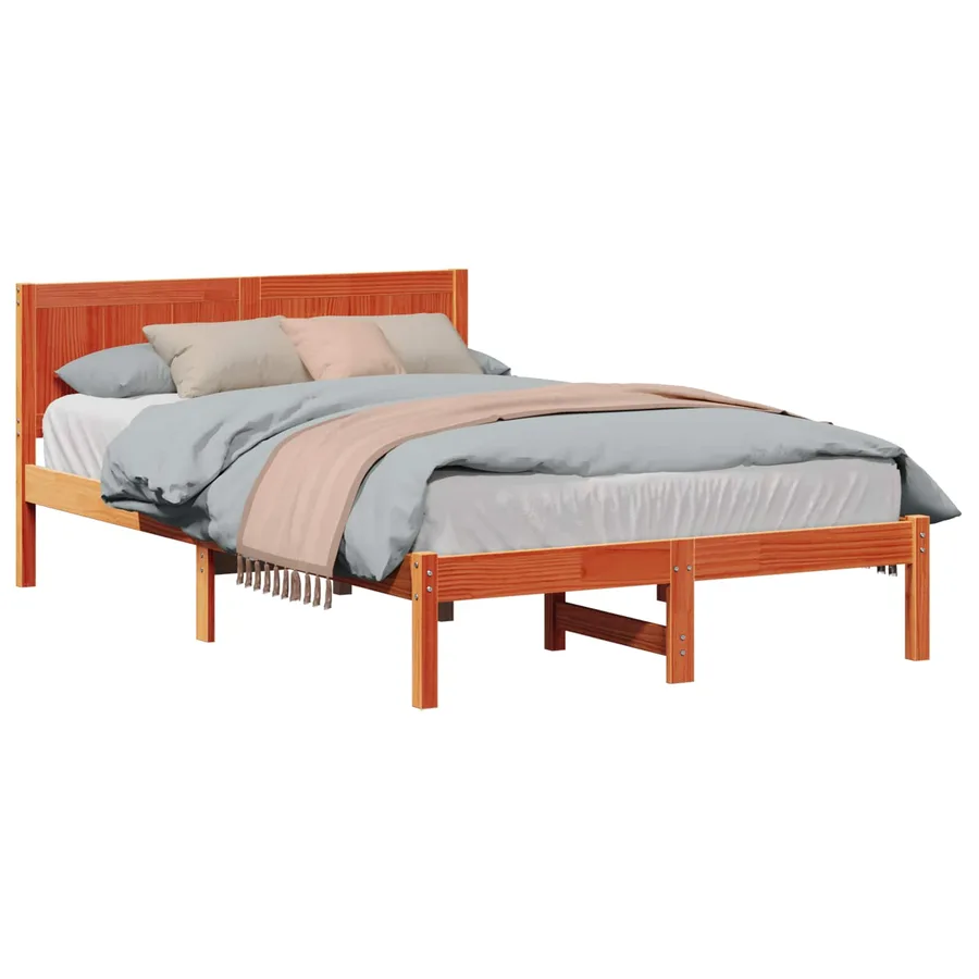 Cadre de lit Marron 135 x 190 cm Bois de pin massif - 2