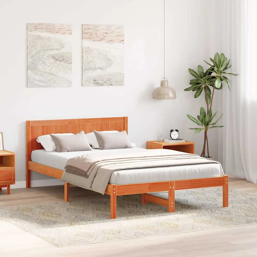 Cadre de lit Marron 135 x 190 cm Bois de pin massif - 3