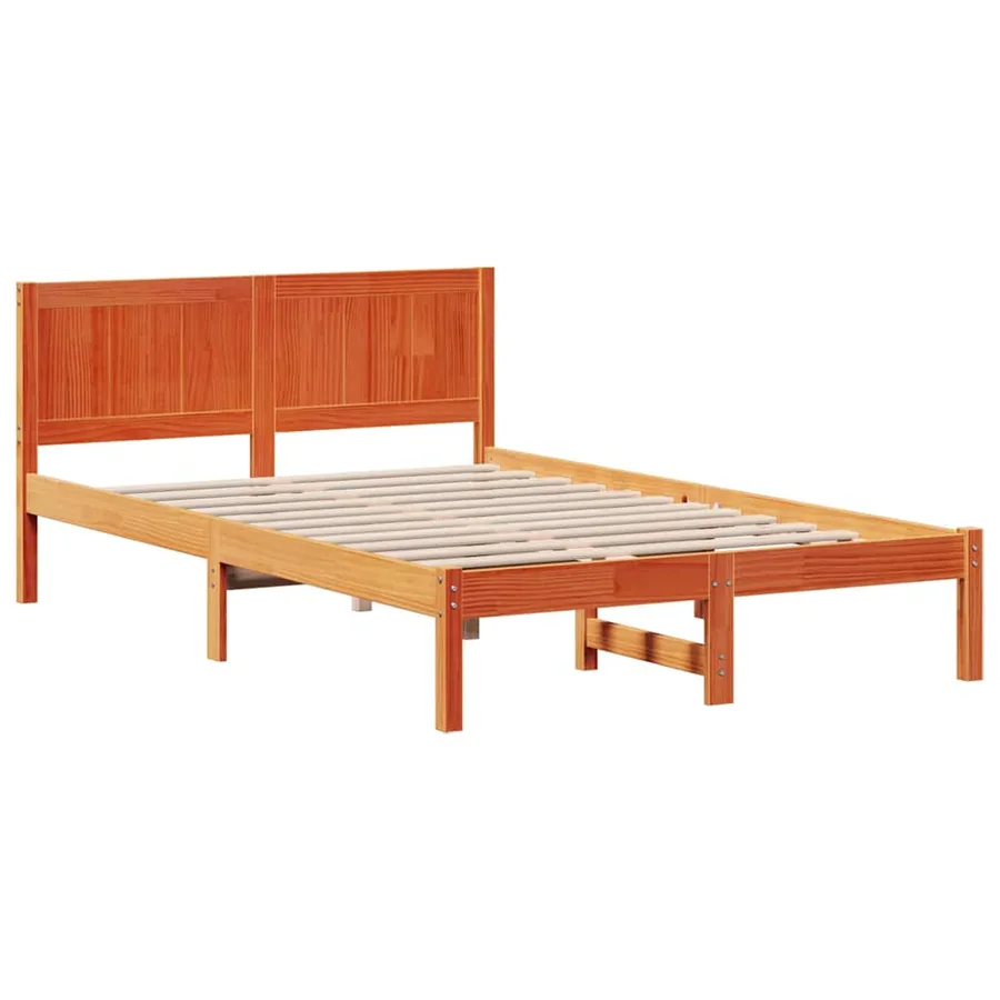 Cadre de lit Marron 135 x 190 cm Bois de pin massif - 4