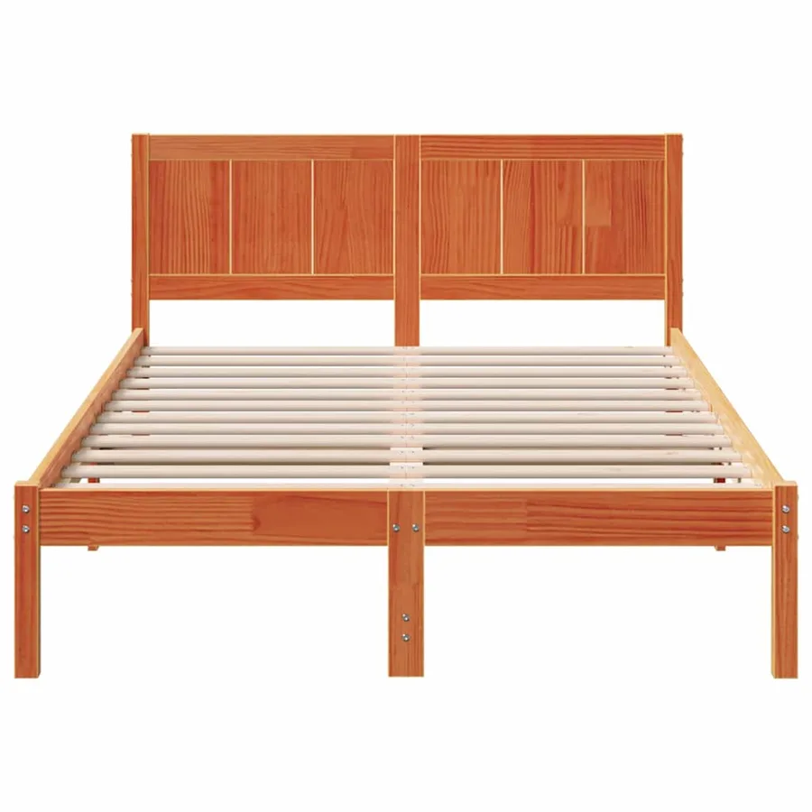 Cadre de lit Marron 135 x 190 cm Bois de pin massif - 5