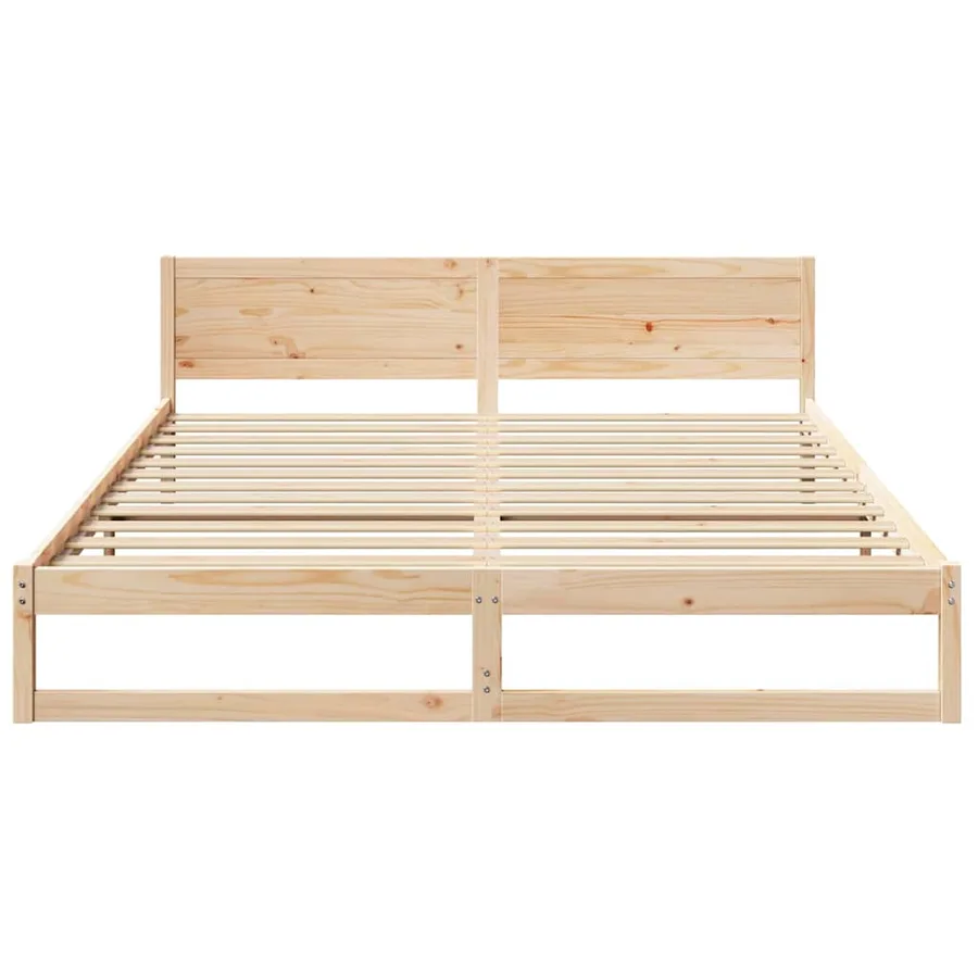 Cadre de lit avec tête de lit Naturel 200 x 200 cm Pin massif - 5